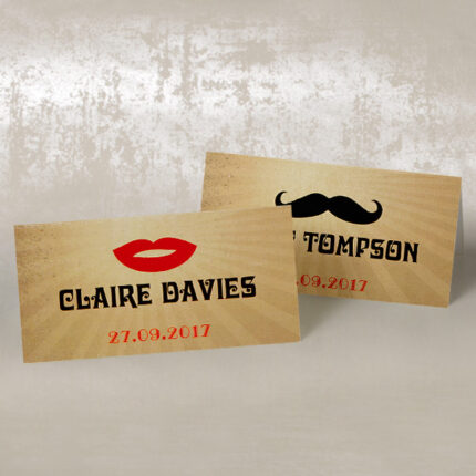 Moustache & Lips - Kraft Place Card