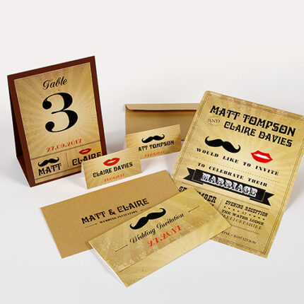 Moustache & Lips - Kraft Place Card