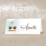 White Love Birds Place Card