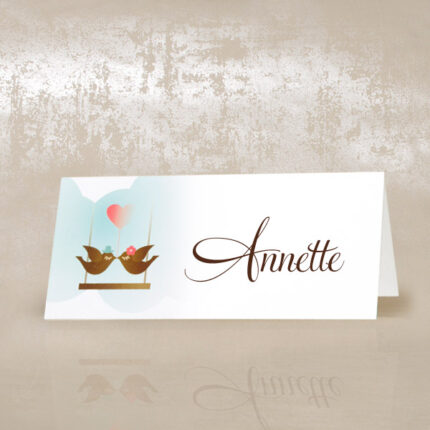 White Love Birds Place Card